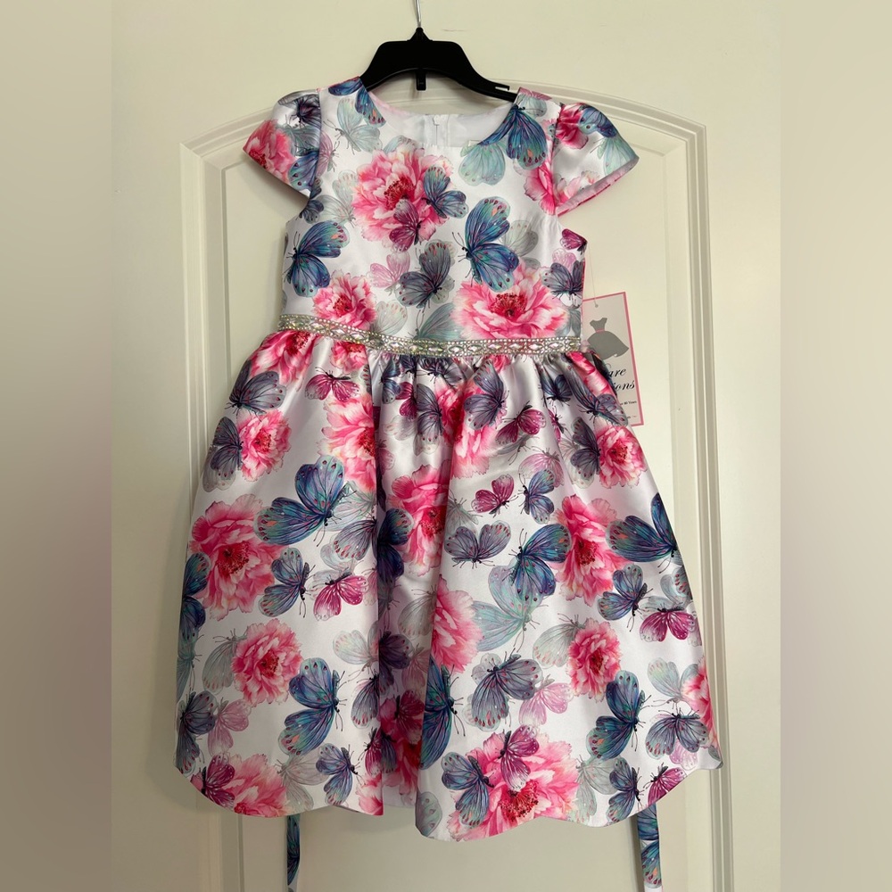 Rare Editions Pink Flutter Sleeve A-Line Dress New with Tag.